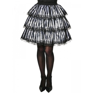 Black White Striped Ruffle Tutu Skirt - Womens Halloween Costumes